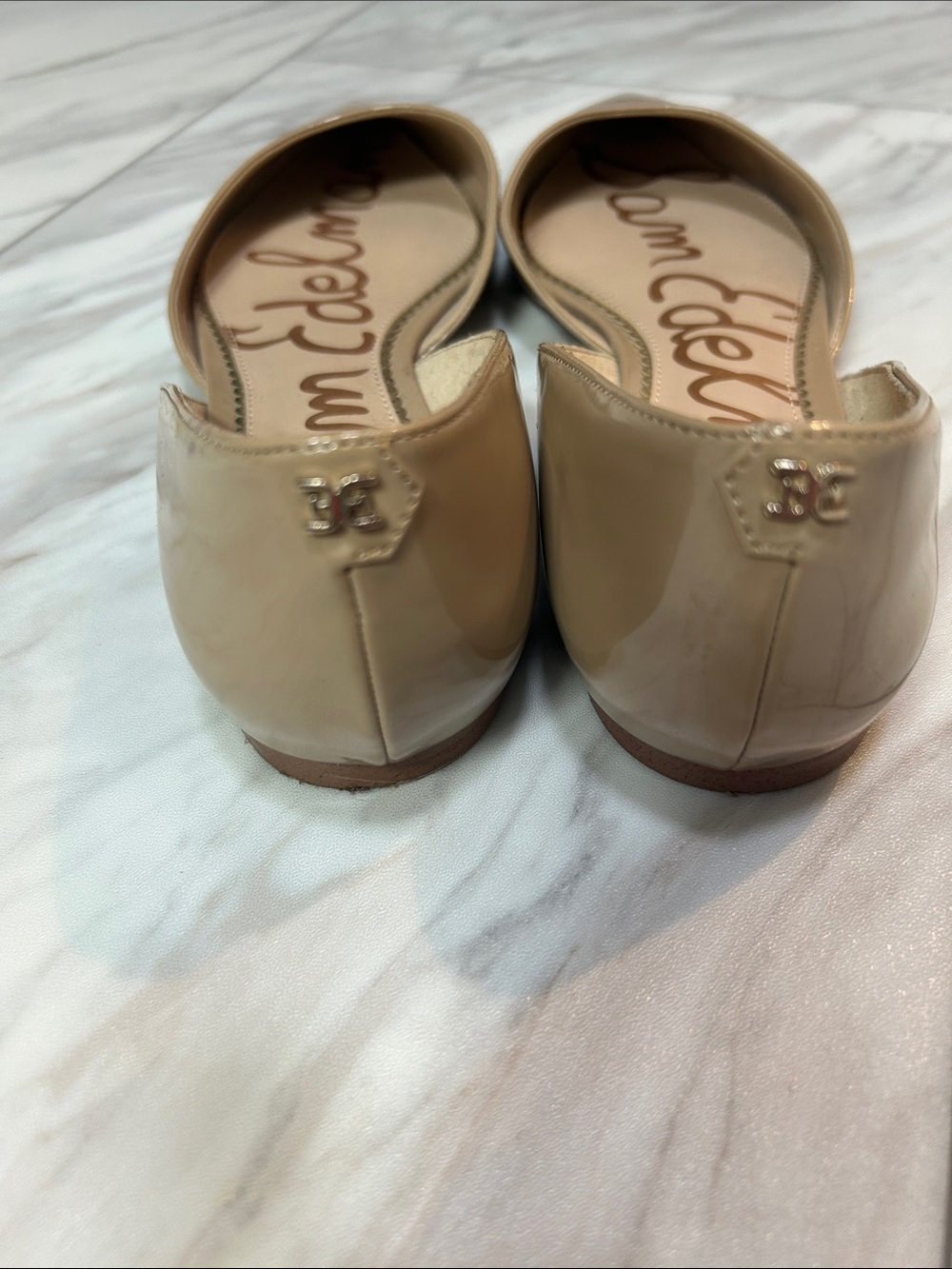Sam Edelman Patent Pointed-Toe D'Orsay Flats in Beige - Picture 4 of 7